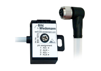 BW1974 Passive Distributor ASi/AUX to 1 x M12 cable socket, angled, 5 poles, depth 19 mm, IP67 BW1974 Passive Distributor ASi/AUX to 1 x M12 cable socket, angled, 5 poles, depth 19 mm, IP67