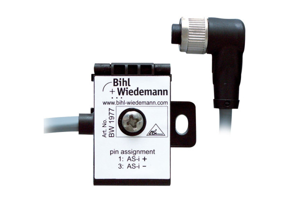 BW1977 Passive Distributor ASi to 1 x M12 cable socket, angled, 5 poles, depth 19 mm, IP67