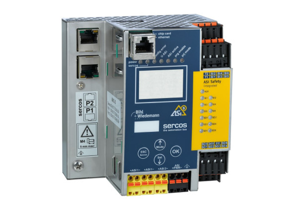 BWU3861 ASi-5/ASi-3 safe Schneider drives over Sercos Gateway with integrated Safety Monitor, 2 ASi-5/ASi-3 masters