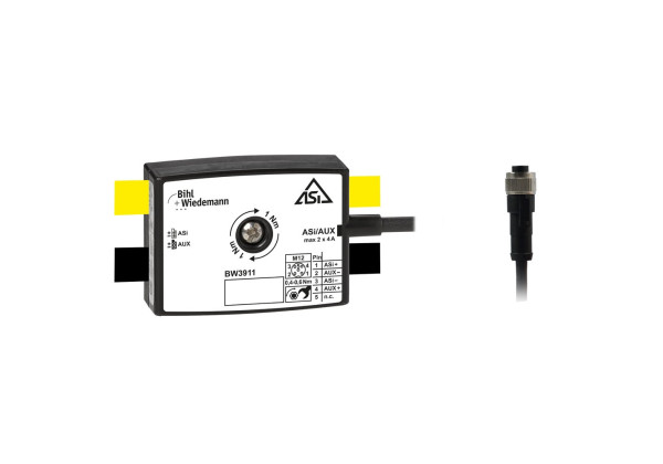 BW3911 Passive Distributor ASi/AUX to 1 x M12 cable socket, straight, 5 poles, depth 19 mm, IP67