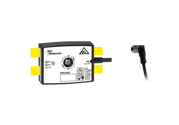 BWU4242 Passive Distributor ASi to 1 x M12 cable socket, angled, 5 poles, depth 19 mm, IP67