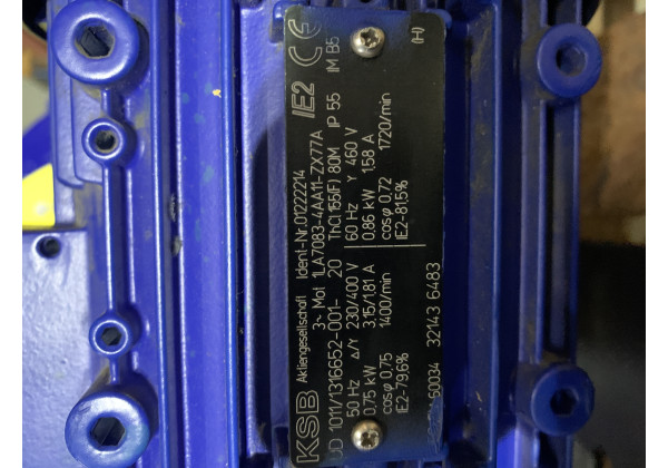 Motor + Pumpe Motor: KSB : 1LA7083-4AA11-ZX77A; Pumpe: KSB: ETACHROM BC 050-125/074 KSB Motor + Pumpe Motor: KSB : 1LA7083-4AA11-ZX77A; Pumpe: KSB: ETACHROM BC 050-125/074 KSB