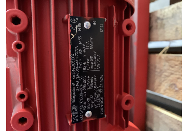 Motor:1LA7080-4AA11-ZX77A; Pumpe: ETALINE-GN 50-160/054-InStock Motor + Pumpe Motor:1LA7080-4AA11-ZX77A; Pumpe: ETALINE-GN 50-160/054 KSB Motor:1LA7080-4AA11-ZX77A; Pumpe: ETALINE-GN 50-160/054-InStock Motor + Pumpe Motor:1LA7080-4AA11-ZX77A; Pumpe: ETALINE-GN 50-160/054 KSB