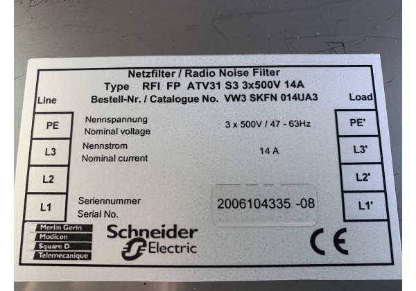 RFI FP ATV31S3 3*500V 14A-InStock Netzfilter RFI FP ATV31S3 3*500V 14A Schneider