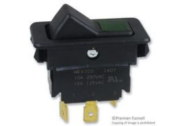 EATON 8005K23N313V32 SWITCH, ROCKER, SPST, 15A, 28VAC, BLACK,