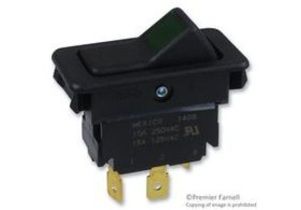 EATON 8005K25N113V32 SWITCH, ROCKER, SPST, 15A, 28VAC, BLACK,