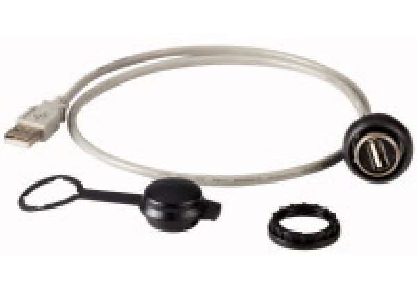 147535 - M22S-USB-SA - Front element, black, +USB 2.0 A/A, connection cable 0.6m