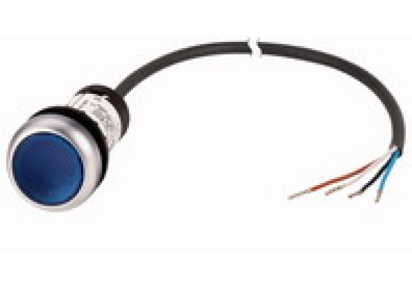 185585 - Illuminated pushbutton actuator, classic, flat, tasted, 1 N/O, blue, 24