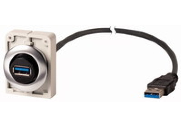 187085 - Bulkhead interface, Flat Front, USB 3.0, 1.5 m cable, front mounting