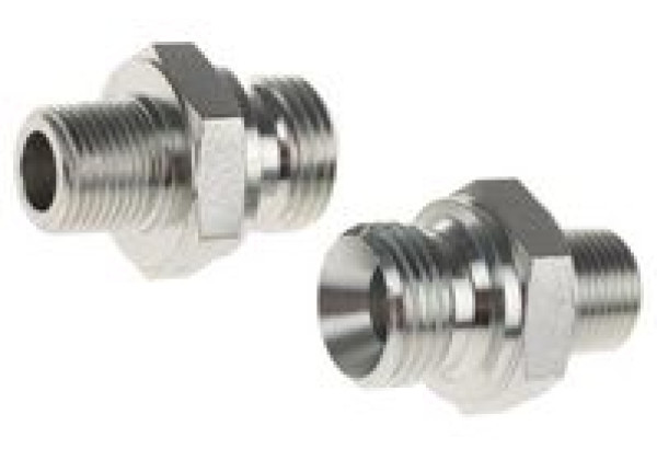 Parker Hydraulic Straight Threaded Adapter 8-8F3MK4S, Connector A G 1/2 Male, Connector B R 3/8 Male