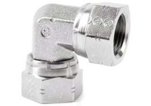 Parker Steel Zinc Plated Hydraulic Elbow Threaded Adapter, 16E6MK4S, G 1 Female G 1 Female