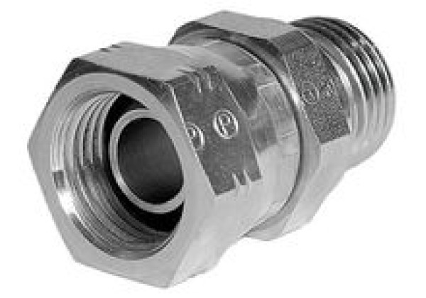 Parker Hydraulic Straight Threaded Adapter 6-8F6MK4S, Connector A G 3/8 Female, Connector B G 1/2 Male
