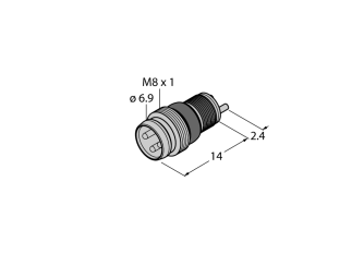 Round connector M8 x 1 / Ø 8 mm ESGP3L Round connector M8 x 1 / Ø 8 mm ESGP3L