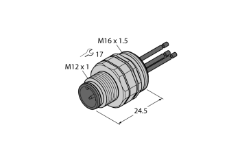 Male Receptacle with Stranded Wires, Front-mounted EC-FSD4.5-0.5/16 Male Receptacle with Stranded Wires, Front-mounted EC-FSD4.5-0.5/16