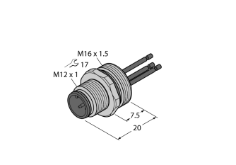 Male Receptacle with Stranded Wires, Front-mounted EC-FSE4-0.5/16 Male Receptacle with Stranded Wires, Front-mounted EC-FSE4-0.5/16