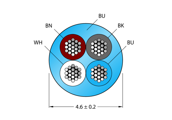 Actuator and Sensor Cable, PVC CABLE4X0.34-XX-PVC-BU-500M/TEB