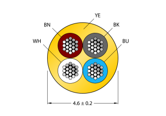 Actuator and Sensor Cable, PVC CABLE4X0.34-XX-PVC-YE-500M/TEY