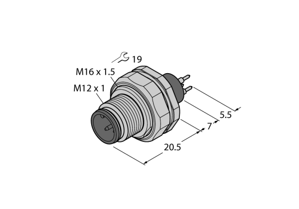 Male Receptacle with Print Contacts, Rear-mounted EC-FSFDE12-P/16 Male Receptacle with Print Contacts, Rear-mounted EC-FSFDE12-P/16