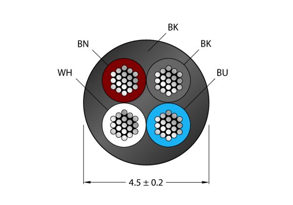 Actuator and Sensor Cable, PUR CABLE4X0.34-XX-PUR-BK-100M/TXL Actuator and Sensor Cable, PUR CABLE4X0.34-XX-PUR-BK-100M/TXL