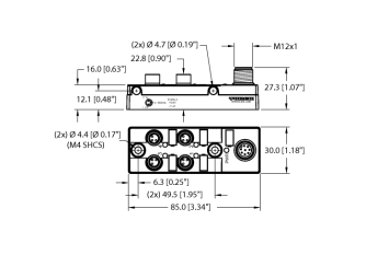 Passive Actuator/Sensor Junction Box, 4 Ports TB-4M8M-3P2-FS8 Passive Actuator/Sensor Junction Box, 4 Ports TB-4M8M-3P2-FS8