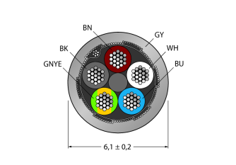 Actuator and Sensor Cable, PVC CABLE(4+1)X0.34-SH-PVC-GY-100M/TEG